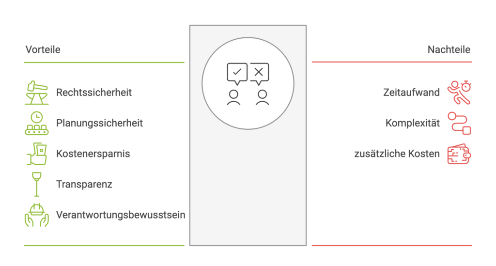 Schema mit Vorteilen und Nachteilen vom SiGe-Plan