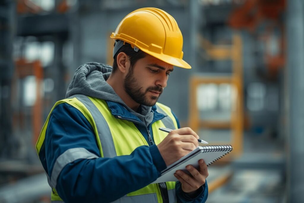 Fachkraft für Arbeitssicherheit (SiFa) bei der Arbeit auf der Baustelle